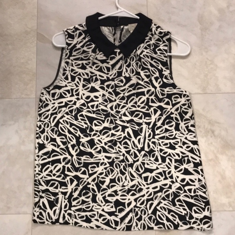 NEW Kate Spade Glasses Print Shirt
